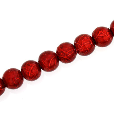 8 MM ROUND GLASS MYSTERY BEADS RED - 102 PCS