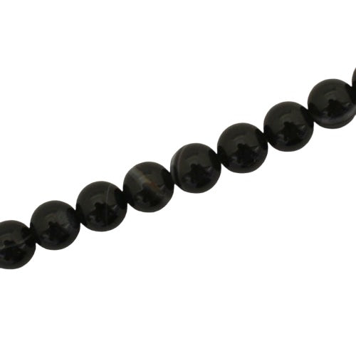 BLACK LINED AGATE 8 MM ROUND BEADS - APPROX 48 PCS