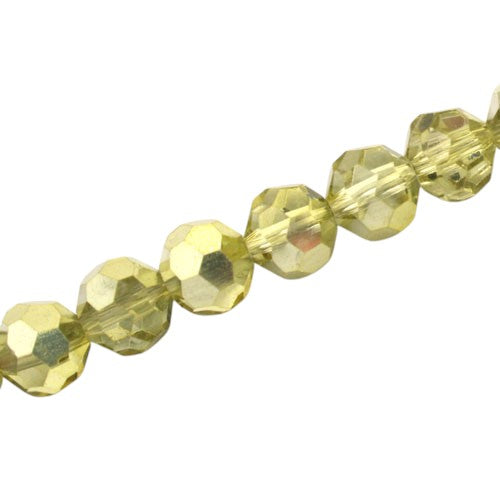 10 MM FACETED ROUND BEADS APPROX 34/PCS - CRYSTAL METALLIC OLIVE