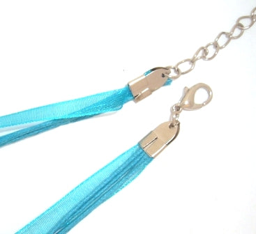46cm aqua organza & cotton necklace 1pc