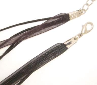 46cm black organza & cotton necklace 1pc