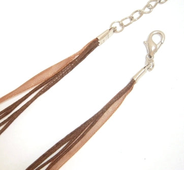 46cm brown organza & cotton necklace 1pc