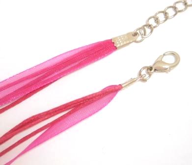 46cm hot pink organza & cotton necklace 1pc