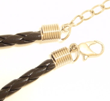42cm black leather necklace 1pc