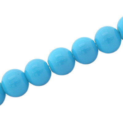 10 MM ROUND GLASS OPAQUE BEADS AQUA - 82 PCS
