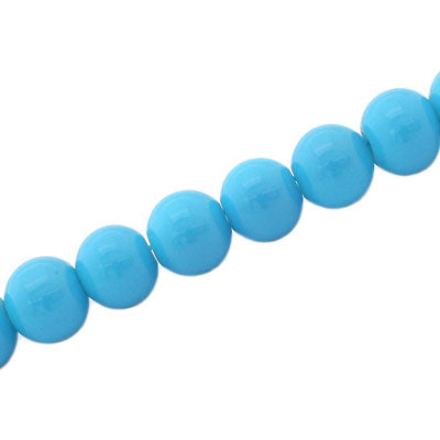 8 MM ROUND GLASS OPAQUE BEADS AQUA - 105 PCS