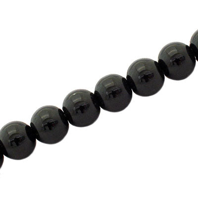 8 MM ROUND GLASS BEADS BLACK - 105 PCS