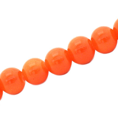 10 MM ROUND GLASS OPAQUE BEADS BRIGHT ORANGE - 82 PCS