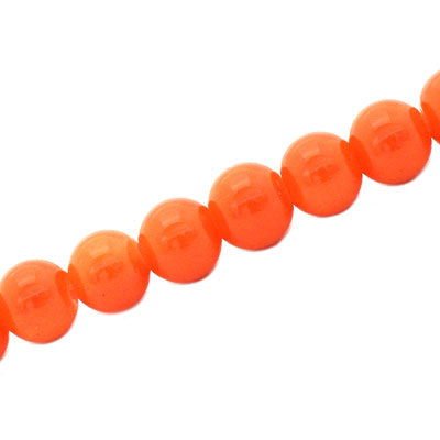 8 MM ROUND GLASS OPAQUE BEADS BRIGHT ORANGE - 105 PCS