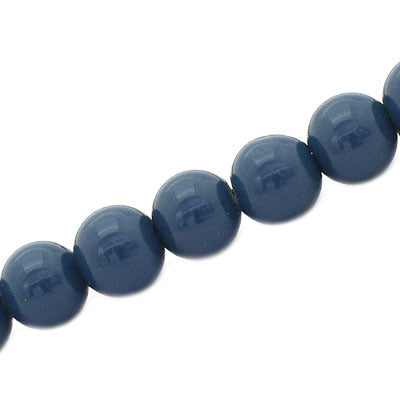 10 MM ROUND GLASS OPAQUE BEADS DARK BLUE - 82 PCS