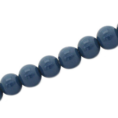 8 MM ROUND GLASS OPAQUE BEADS DARK BLUE - 105 PCS