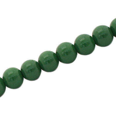8 MM ROUND GLASS OPAQUE BEADS FERN GREEN - 105 PCS