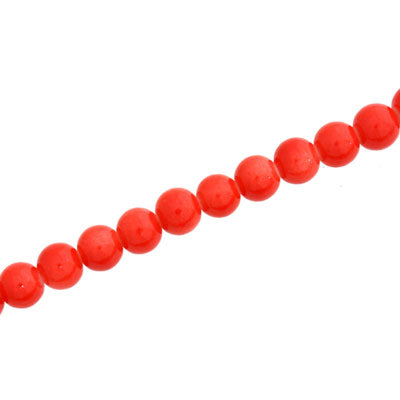 4 MM ROUND GLASS OPAQUE BEADS RED - 205 PCS