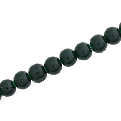 6 MM ROUND GLASS OPAQUE BEADS DARK GREEN - 140 PCS