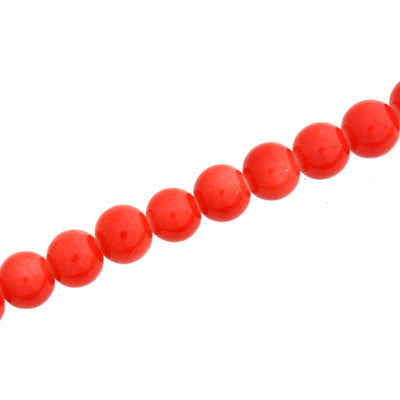 6 MM ROUND GLASS OPAQUE BEADS RED - 140 PCS