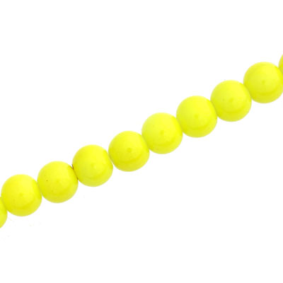 6 MM ROUND GLASS OPAQUE BEADS YELLOW - 140 PCS