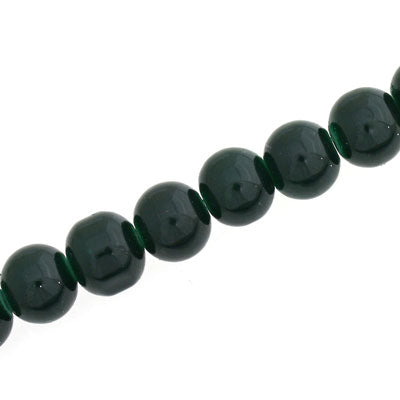 8 MM ROUND GLASS OPAQUE BEADS DARK GREEN - 105 PCS