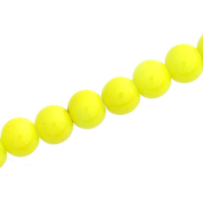 8 MM ROUND GLASS OPAQUE BEADS YELLOW - 105 PCS