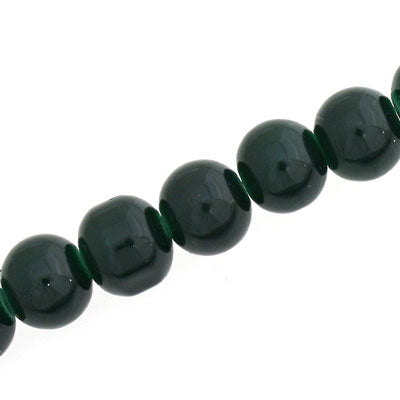 10 MM ROUND GLASS OPAQUE BEADS DARK GREEN - 82 PCS