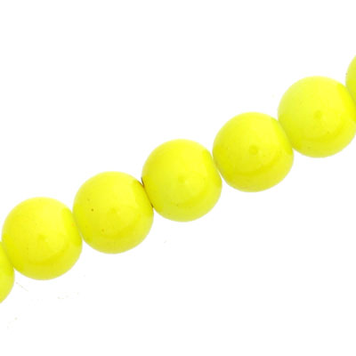 10 MM ROUND GLASS OPAQUE BEADS YELLOW - 82 PCS