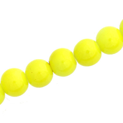 12 MM ROUND GLASS OPAQUE BEADS YELLOW - 70 PCS