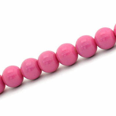 8 MM ROUND GLASS BEADS OPAQUE PINK - 105 PCS