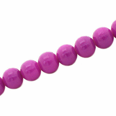 8 MM ROUND GLASS OPAQUE BEADS MULBERRY - 105 PCS