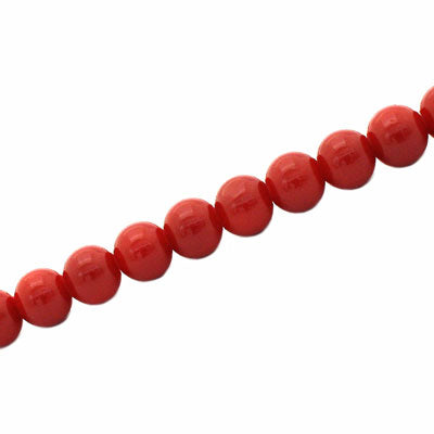 6 MM ROUND GLASS OPAQUE BEADS DARK RED - 135 PCS