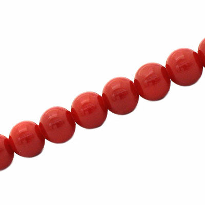 8 MM ROUND GLASS OPAQUE BEADS DARK RED - 105 PCS