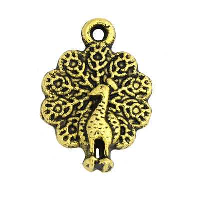 PEACOCK CHARM 20 MM GOLD - 14 PCS