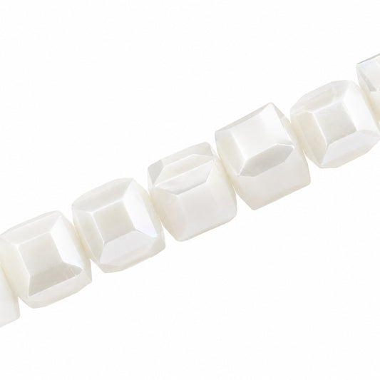 10 MM CUBE BEADS APPROX 80 PCS / PEARL WHITE