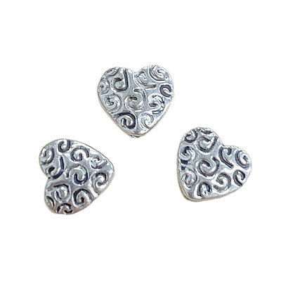 9 MM SILVER HEART BEADS - 20 PCS