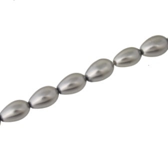 13 X 8 MM GLASS PEARL TEAR DROP BEADS - APPROX 65 / PCS - SILVER