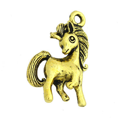 PONY CHARM 23 X 14 MM GOLD - 8 PCS