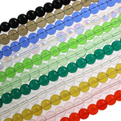 8 MM ROUND GLASS BEAD STRAND / 31 COLOURS - 42 PCS EACH STRAND