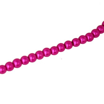 4 MM GLASS PEARL BEADS - APPROX 220/PCS - HOT PINK