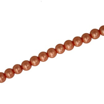 6 MM GLASS PEARL BEADS  - APPROX  145 / PCS -   APRICOT