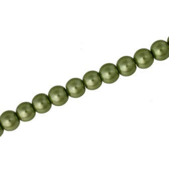 8 MM GLASS PEARL BEADS - APPROX 105 / PCS - LIGHT OLIVE