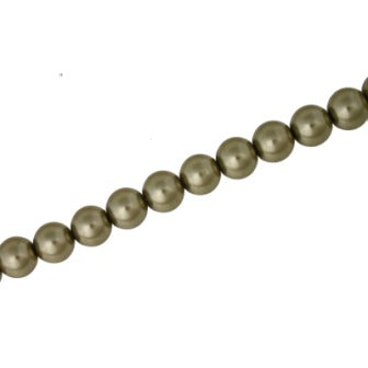 8 MM GLASS PEARL BEADS - APPROX 105 / PCS - LIGHT KHAKI