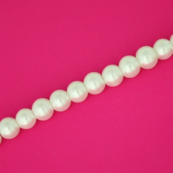 6 MM GLASS PEARL BEADS - APPROX 145 / PCS - WHITE