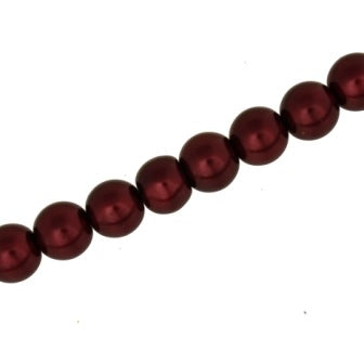 12 MM GLASS PEARL BEADS - APPROX 72 / PCS - BURGUNDY