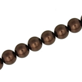 14 MM GLASS PEARL BEADS - APPROX 62 PCS - CHOCOLATE