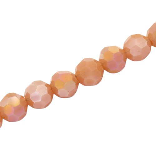 10 MM FACETED ROUND BEADS APPROX 72/PCS - PEARL DARK APRICOT