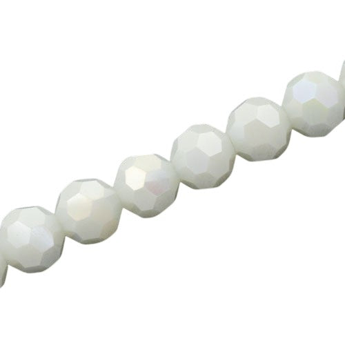 10 MM FACETED ROUND BEADS APPROX 72/PCS - PEARL WHITE