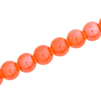 8 MM ROUND GLASS PEARLIZED BEADS ORANGE - 105 PCS