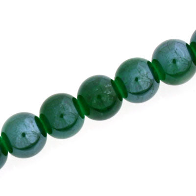 10 MM ROUND GLASS PEARLIZED BEADS DARK GREEN - 82 PCS