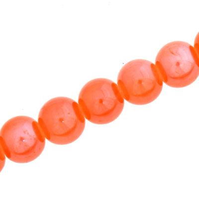 10 MM ROUND GLASS PEARLIZED BEADS ORANGE - 82 PCS