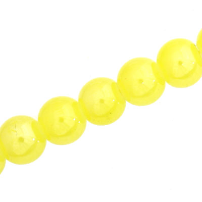 10 MM ROUND GLASS PEARLIZED BEADS YELLOW - 82 PCS
