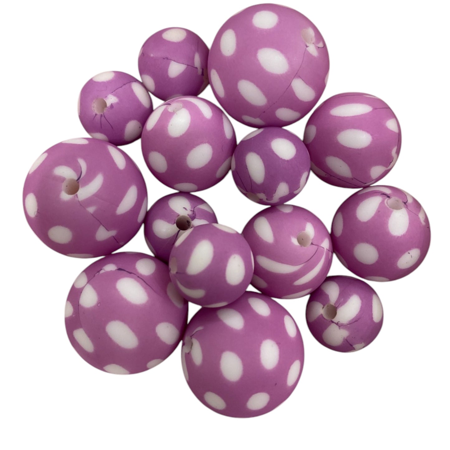 SILICONE BEADS - PURPLE SPOTTED