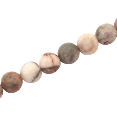 PINK ZEBRA JASPER 10 MM ROUND BEADS - APPROX 37 PCS